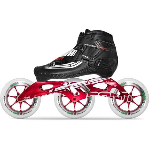 100% Original Bont SEMI RACE 2PT 195MM CXXV Speed Inline Skates Heatmoldable Carbon Fiber Boot 3*125mm Red Magic Wheel Patines
