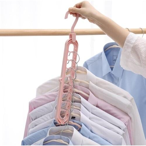 2pc/set Reinforce Cascading Hangers 9In1 Magic Hangers Closet Space Saving Wardrobe Organizer Durable Non-Slipping Foldable