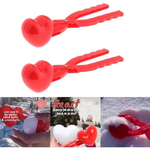 2pcs Heart Shaped Snow Ball Maker Clips Kids Outdoor Snowball Sand Mold Toys