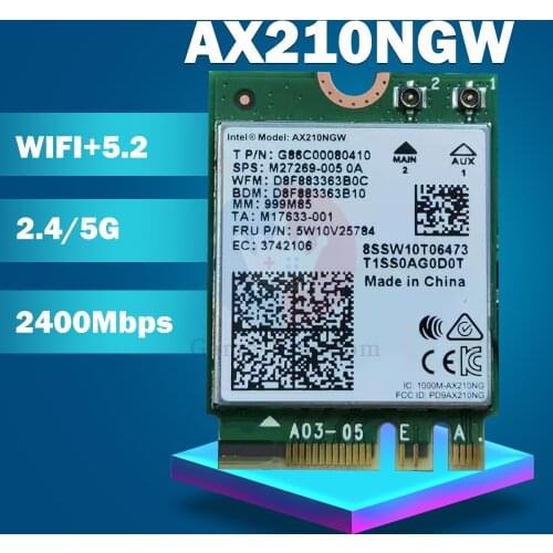 2400Mbps WiFi 6 AX210 NGFF M.2 WiFi Card Bluetooth 5.2 WI-FI 6E Wireless Network Adapter 2.4Ghz/5G 802.11AX For Windows 10 Linux