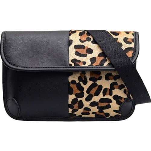 5PCS / LOT Leopard-printed Chest Bag Women Fashion Pattern Waist Fanny Pack Luxury PU Leather Phone Bags Purse