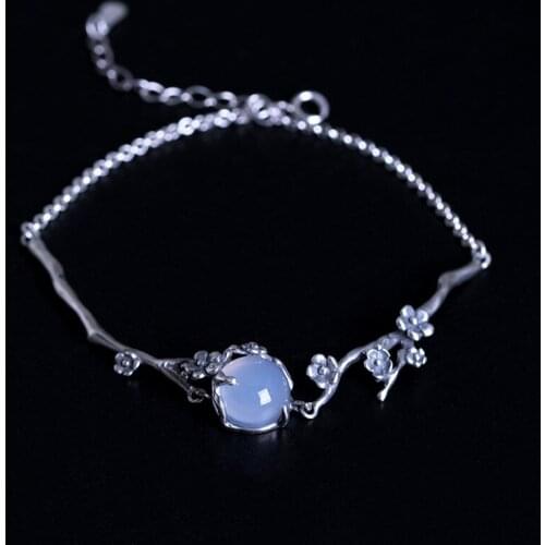 Vintage Silver Color Link Chain Bracelet For Women Silver Adjustable Flower Bracelets Jewelry Female Gifts Pulseras Mujer