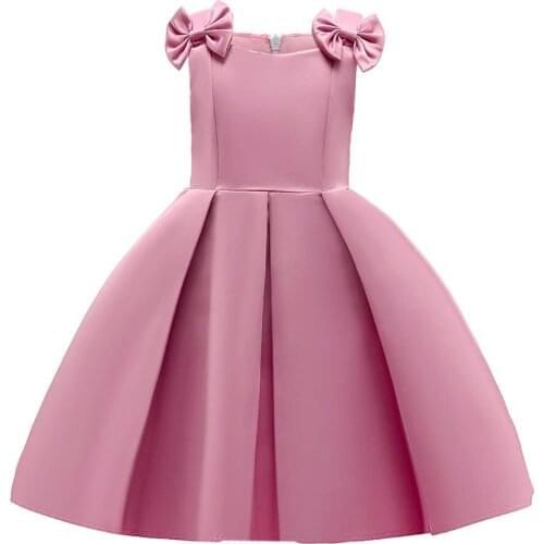 2021 Summer New Kids Sling Shoulder Dress For Girl Children Costume Bowknot Party Princess Dresses Girls Vestido Wedding Clothes