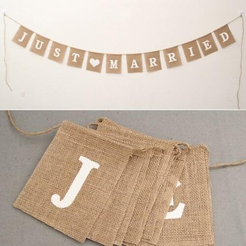 Jute Burlap Bunting Rustic Just Married Mr Mrs Wedding Banner Garland Party Flags Candy Bar Decoration Event Supplies IC893500