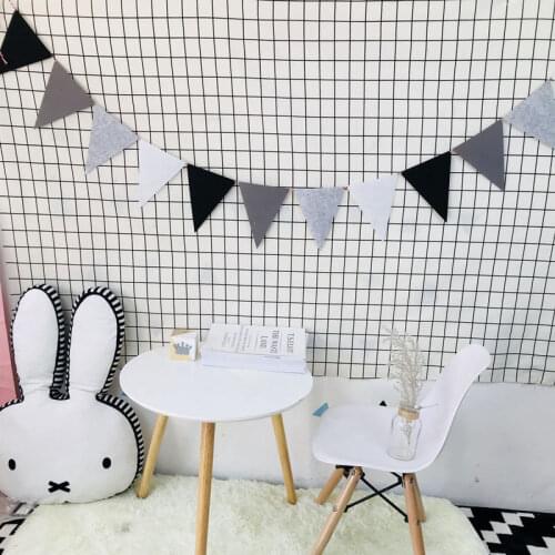 Quality Grey Black White Pennants Bunting Banner Wedding/Valentines day/birthday party Flags Hang Garland Decoration Supplies