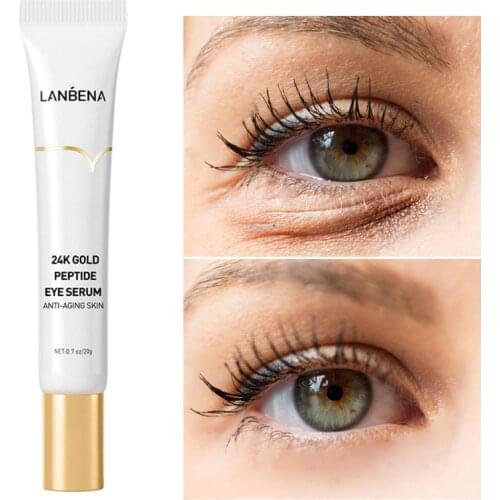 24K Gold Eye Cream Peptide Collagen Serum Anti-Wrinkle Anti-Age Remover Dark Circles Eye Care Against Puffiness Bags TSLM1