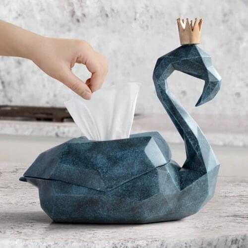 Tissue box holder home decor storage box cover organizer luxury wedding resin Flamingo figurine for tabletop animal statue gift
