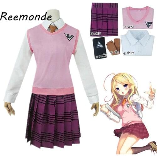 Anime Danganronpa V3 Akamatsu Kaede Cosplay Costume Kaede Akamatsu Shirt Skirt Sweater Vest School Uniform Wigs Cos Girl Outfit