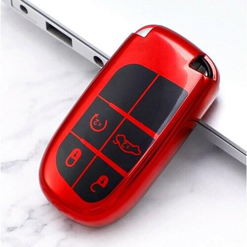 Red Car Key Bag Soft Rubber Tpu Electroplated Full Covered For Jeep Dodge Cherokee Renegade Key Fob Cover