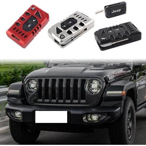 Red Black Sliver Aluminum Key Case Cover Shell for Jeep Wrangler JL 2018-2020