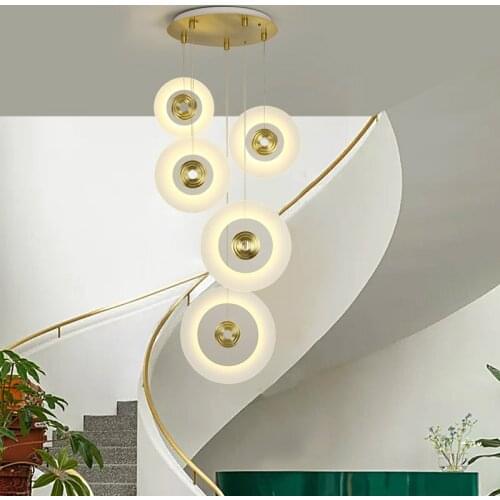 Nordic Creative LED Pendant Lights Aluminum Dining Living Room Simple Hanging Lamp Postmodern Villa Stair Home Glass Luminaires