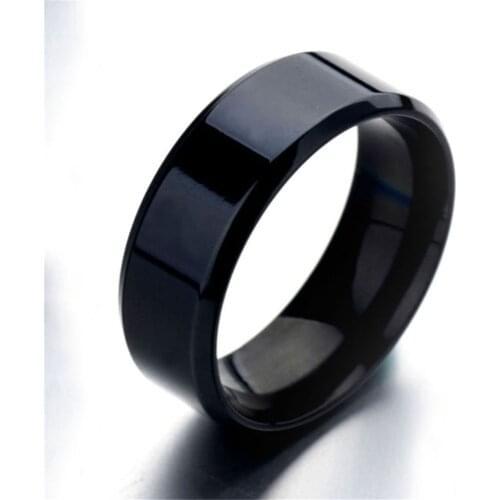 UAGE New Design 8mm Width Black Titanium Stainless Ring For Women Men High Quality Couple Ring Wedding Jewelry