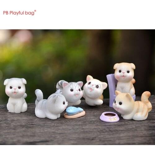 Playful bag 6pcs Cute baby cat eating figure Kitty pvc collectible model Novelty ornaments Cake ornaments Christmas gifts HF56