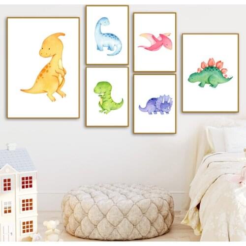 Pterosaur Stegosaurus Tyrannosaurus Dinosaur Wall Art Canvas Painting Nordic Posters And Prints Wall Pictures Kids Room Decor