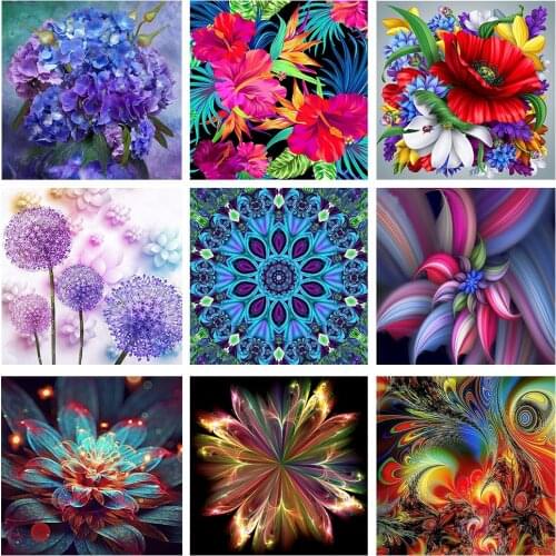 New Fantasy flower abstract art DIY Crystal full drill square 5D diamond painting 3D cross stitch kit mosaic round rhinestone