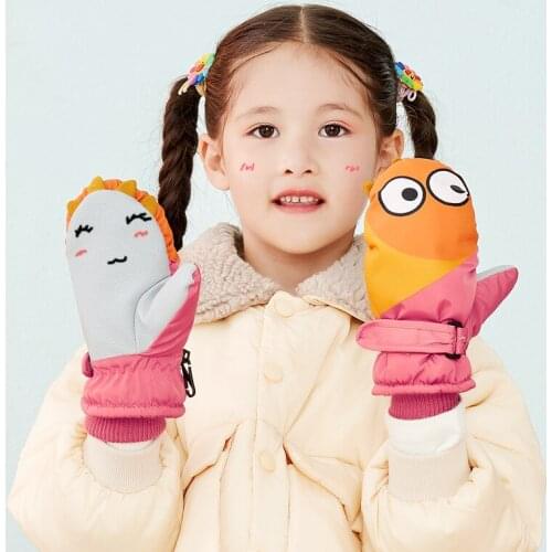 Gloves Kids Boy Girl Winter Mittens Fingerless Warm Kid Skiing Accessory Cartoon Waterproof Outdoor Fleece Lining