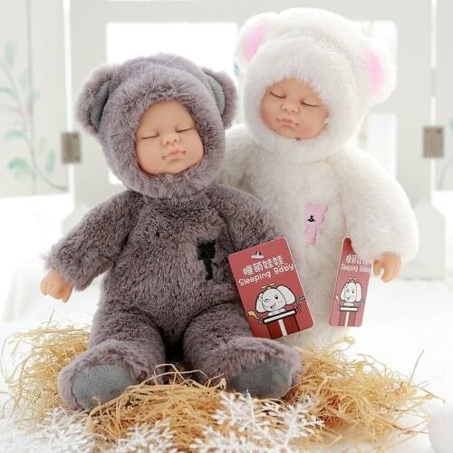 Plush Doll Stuffed Animal Bear Rabbit Toy PVC Face Baby Sleeping Doll Plush Bunny Rabbit Kids Christmas Gift Kids Baby Toys