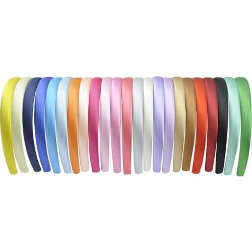 23Pcs/lot 15mm 23 Colors Solid Color Satin Fabric Covered Resin Hairband Ribbon Adult Kids Headband Girl DIY Hair Accessories