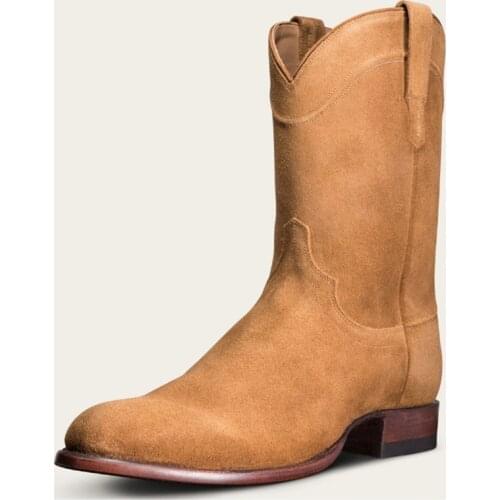 Simple suede med calf women boots Martin Boots Platform Chelsea Boots Autumn Winter cowboy boots Shoes Plus Size 38-48 lady-2