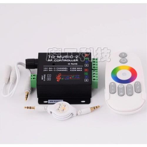 20pcs DC12V 24V 18A 3 Channel Music 2 RGB LED Remote Controller RF Music Audio control for SMD 3528 5050 5630 Led Strip Light