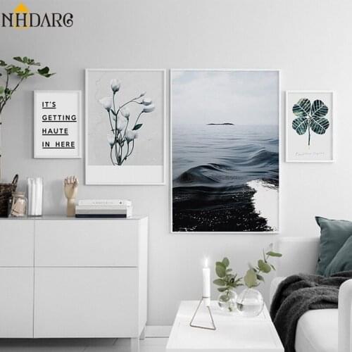 Nordic Decoration Motivational Poster and Prints Quote Sea Landscape Wall Art Canvas Painting Decorative Picture Home Decor