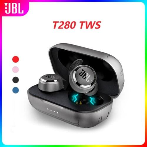 100% original JBL T280 TWS Wireless Bluetooth Earphone Sports Earbuds Deep Bass Headphones Waterproof Headset with Charging Case