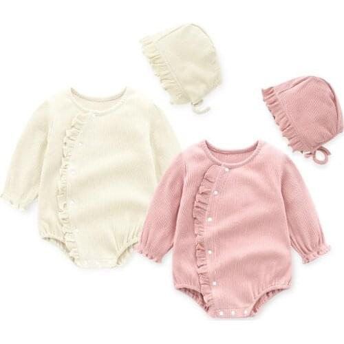 Spring Newborn Bodysuit Baby Girl Clothes Twins Infant Bodysuit For Girls 3-18m Long Sleeve Pink Cotton Climbing Homewear 2021