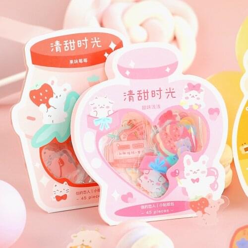 Yisuremia 45Pcs/Pack CardLover Kawaii PVC Deco Stickers DIY Diary Daily Planner Scrapbooking Decorative School Office Stationery
