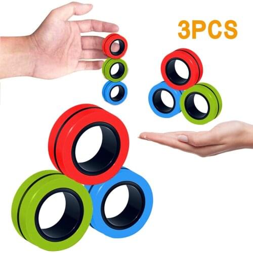 3PCs Fidget Spinner Funny Magnetic Bracelet Ring Unzip Toy Magic Ring Props Tools Anti Stress Figet Toys Stress Child Hotwhells