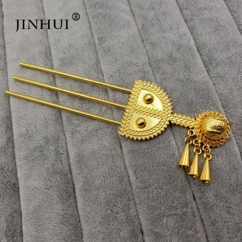 JIN HUI New Fashion Women Gold Color Hair Sticks African Ethiopian Girl headwear Hairpin wedding Hairpins