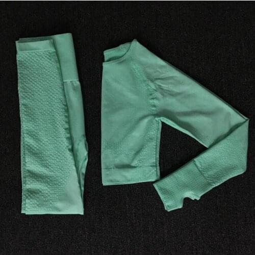 2020 Women Seamless yoga set Fitness Sports Suits GYM Cloth Yoga Long Sleeve Shirts High Waist Running Leggings Workout clothing