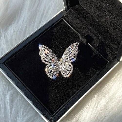 Fashion Personality Super Fairy Zircon Butterfly Opening Index Finger Ring Net Red Cold Wind Ring Female