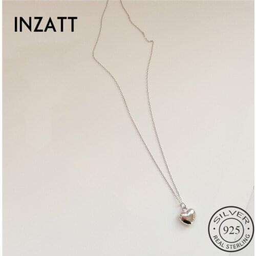 INZATT Classic Real 925 Sterling Silver Heart Pendant Necklaces For Women Anniversary Party Fine Jewelry Gold Color 2018 Gift