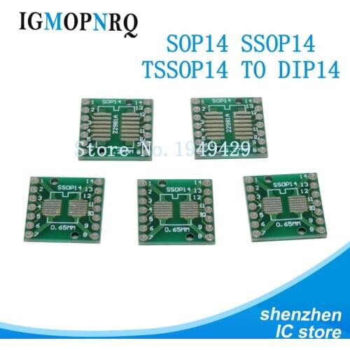 10PCS TSSOP14 SSOP14 SOP14 SMD to DIP14 IC Adapter Converter Socket Board Module Adapters Plate 0.65mm 1.27mm Integrated