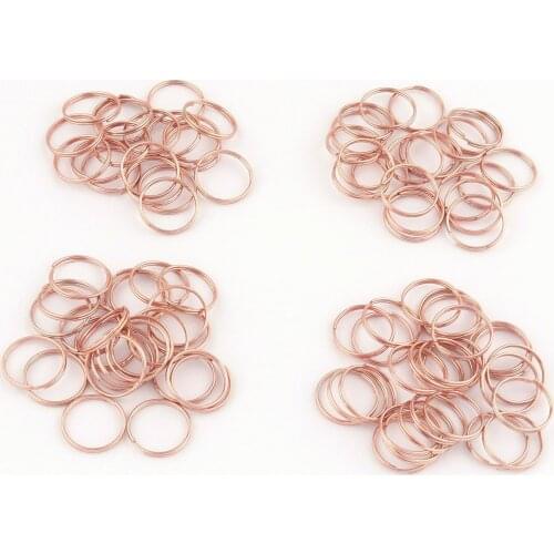 16mm Rose Gold Split Key Ring Jump Key Fob Loop Metal Clasp Connector Trigger Clip Buckles Dog Collar Supplies