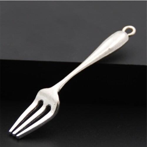 5pcs Anique Silver Color Tableware Forks Charm Pendant Diy Jewelry Finding For Cook A2521