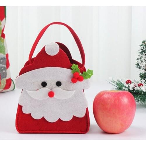5PCS Non-woven Fabric Pouches Christmas Party Decorate Guest For Gift Box Candy Bags For Packaging Santa Claus Children Handbag