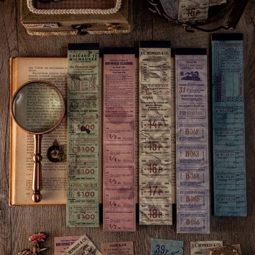 50pcs/pack Vintage Ticket Series Kraft Paper Scrapbooking Bullet Journaling Deco Paper Stationery Notebook Material Paper
