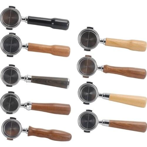 51mm Alloy Coffee Machine Filter Holder Bottomless Portafilter with Wooden/Plastic Handle Professional Accessory