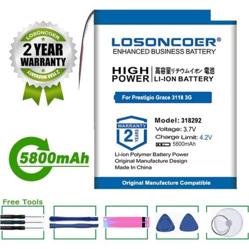 LOSONCOER Battery 5800mAh 358595 318292 Tablet Battery For Prestigio Grace 3118 3G PMT3118 Tablet 7