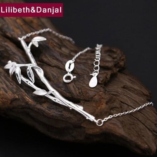 Brand Necklace 925 Sterling silver Jewelry Vintage Ethnic Bamboo Chain Pendant Necklace Gift Fine Jewelry FN38