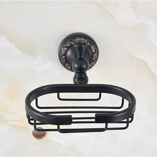 Black Oil Rubbed Brass Beautiful Pattern Carved Art Flower Wall Mounted Bathroom Accessory Soap Dish Holder aba455