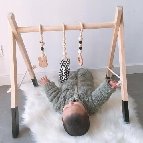 Ins Nordic SWooden Baby Play Gym Kids Fitness Rack Children Room Decoration Toys with Pendant Infant Clothes Frame Activity