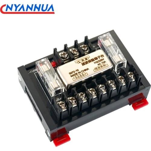 Din Rail AC220V Power Filter Terminal Block Socket Module Station Branch Line Single-phase S072-10A S072-20A