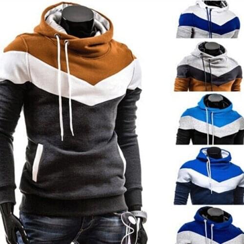 Mens Sweatshirt M-4XL Stripe Print Long Sleeve Slim Hoodie