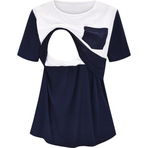 2020 European and American fashion mother stitching multifunctional mother breastfeeding short-sleeved t-shirt top
