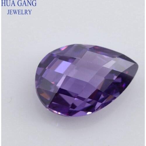 Violet CZ Stone Pear Shape Double CheckerBoard Synthetic Gems Cubic Zirconia For Jewelry 3x5~13x18mm Wholesale Free Shipping