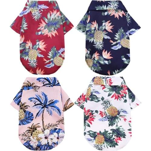 Hawaiian Dog Shirt Summer Sweatshirts Pet T-Shirts Beach Coconut Tree Print Breathable Dog Apparels Small Medium Large Clothes