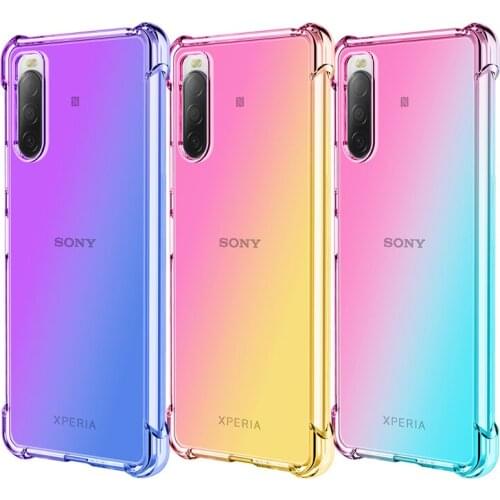 Gradient Color TPU Phone Case For Sony Xperia 1 II 10 II 8 L4 Shockproof Anti-knock Soft Cover Case For Sony Xperia 5 II Coque