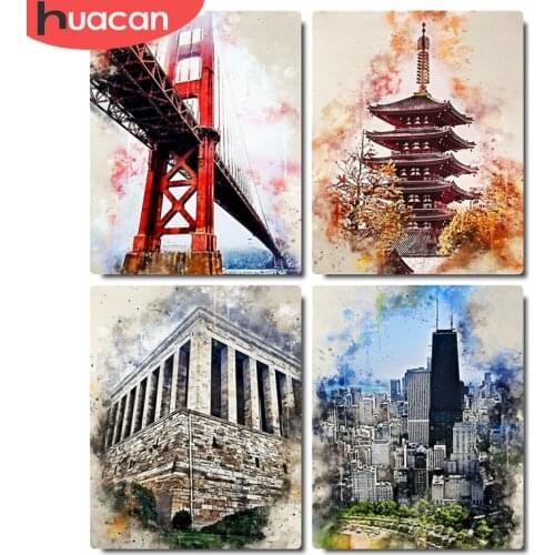HUACAN Painting By Number Building Landscape Pictures By Number City Handmade 40x50 DIY Frame Home Decoration Gift